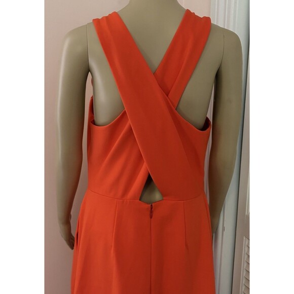 Banana Republic Orange Sleeveless Midi Dress Size 8 Criss Cross Back Pockets - Picture 4 of 10